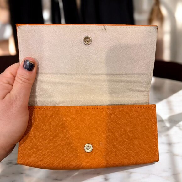 Tory Burch Sunglasses Case Orange Faux Leather Soft Case - Picture 7 of 9